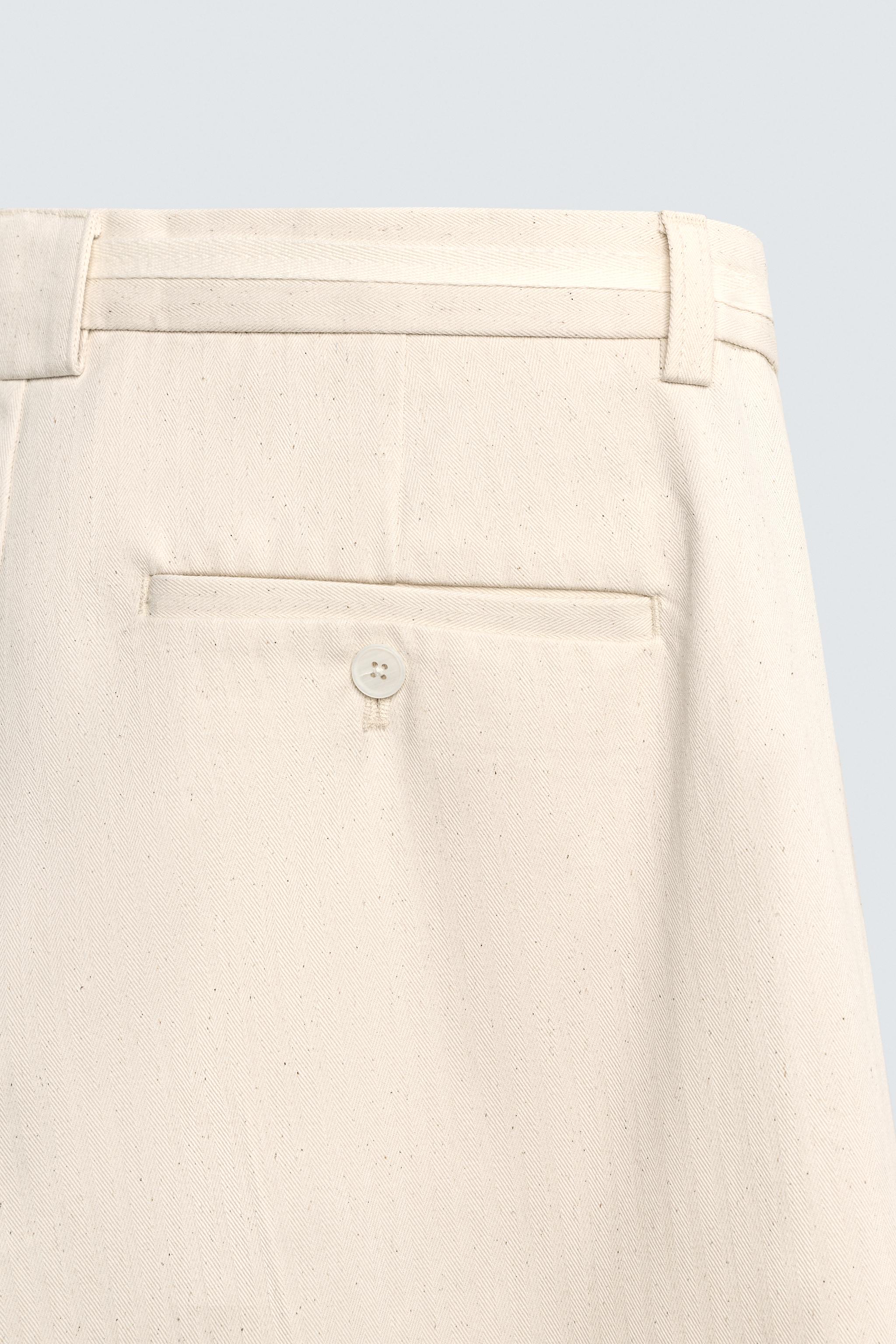 HERRINGBONE STRAIGHT FIT PANTS